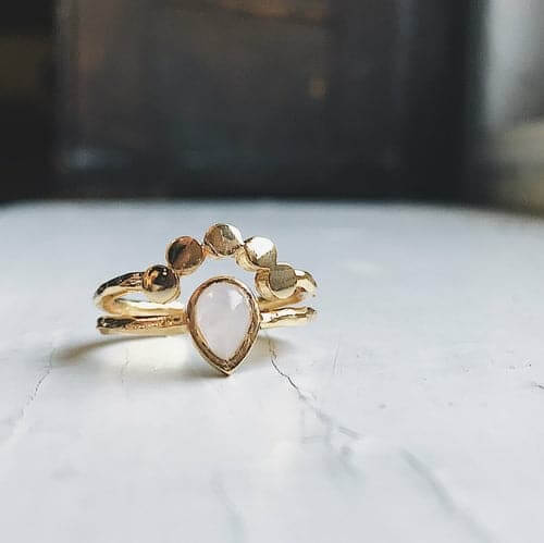 Moondrop Moonstone Ring Gold Tone