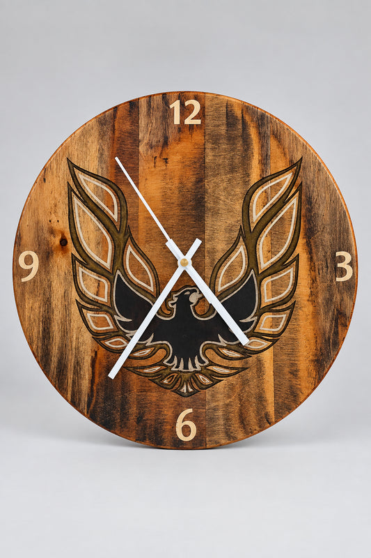 Handcrafted Carved Trans Am Wooden Wall Clock