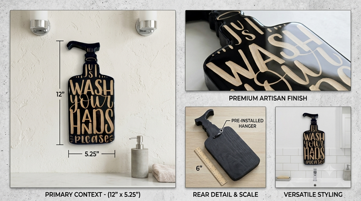 Handcrafted 3-Piece Bathroom Wood &amp; Epoxy Wall Signs Set