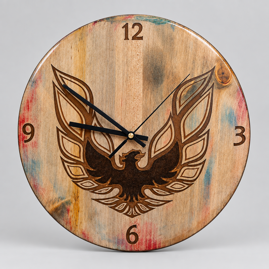 Handcrafted 13" Carved Pontiac Trans Am Wooden Wall Clock