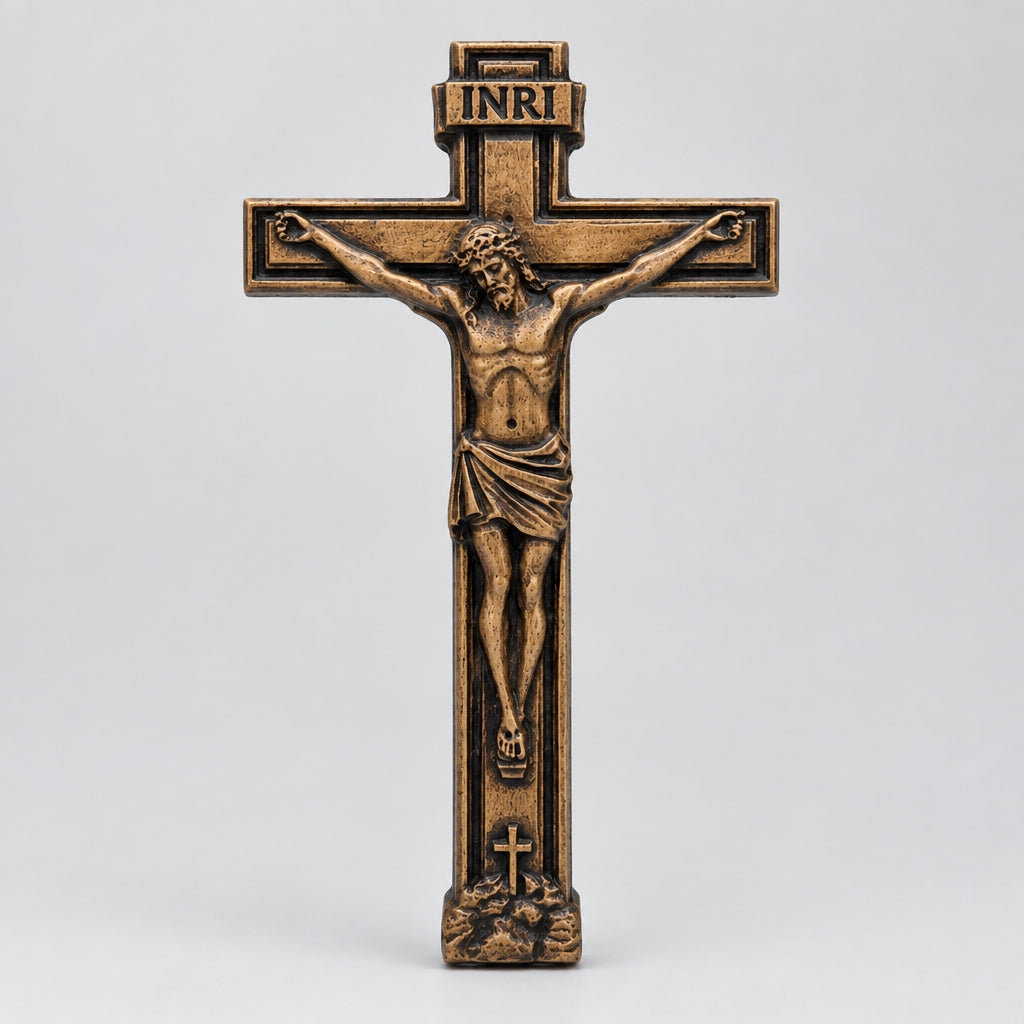 Handcrafted Carved Cherry Crucifix Wall Art