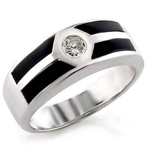 14034 - Rhodium Brass Ring with AAA Grade CZ in Clear