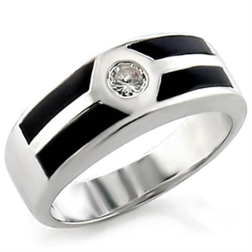 14034 - Rhodium Brass Ring with AAA Grade CZ in Clear 5