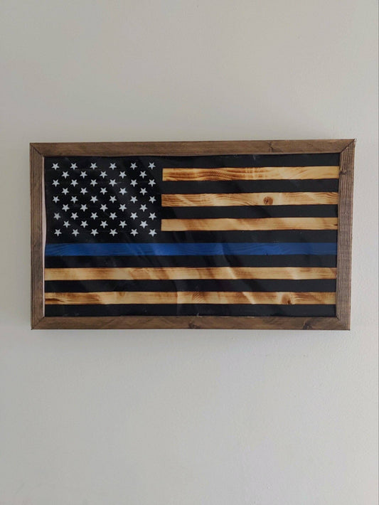 Wooden Police flag wall hanging