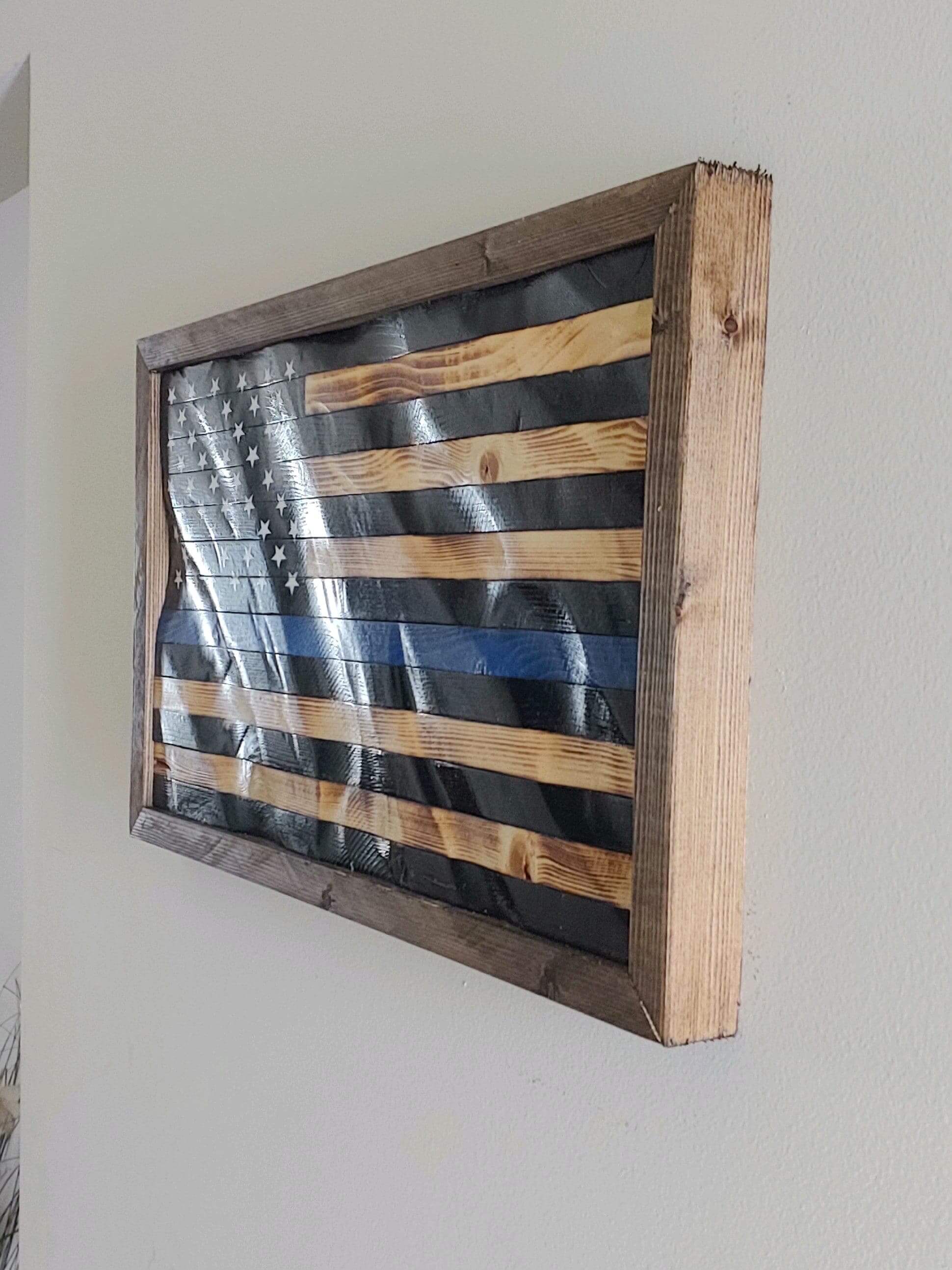 Wooden Police flag wall hanging