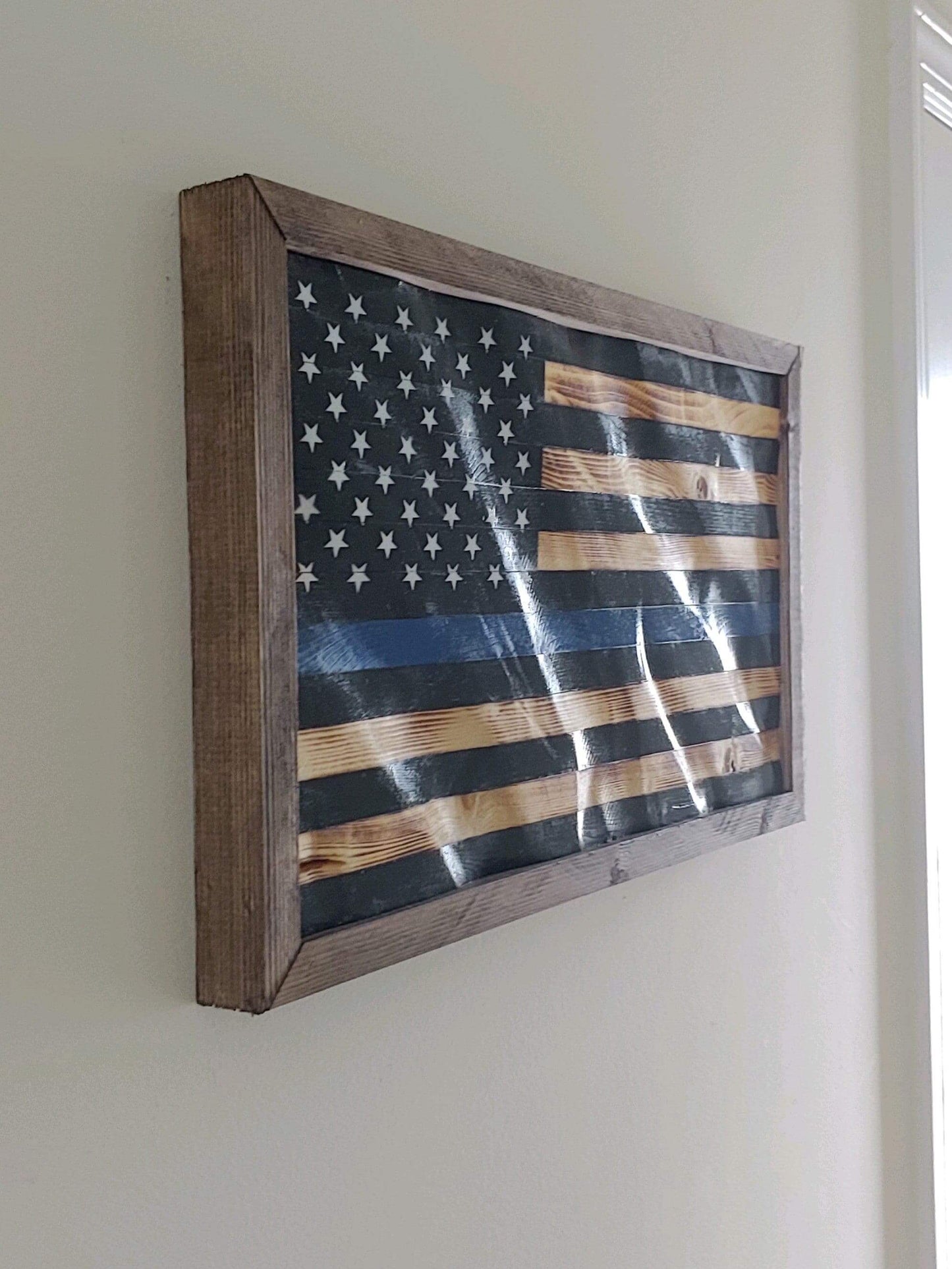 Wooden Police flag wall hanging