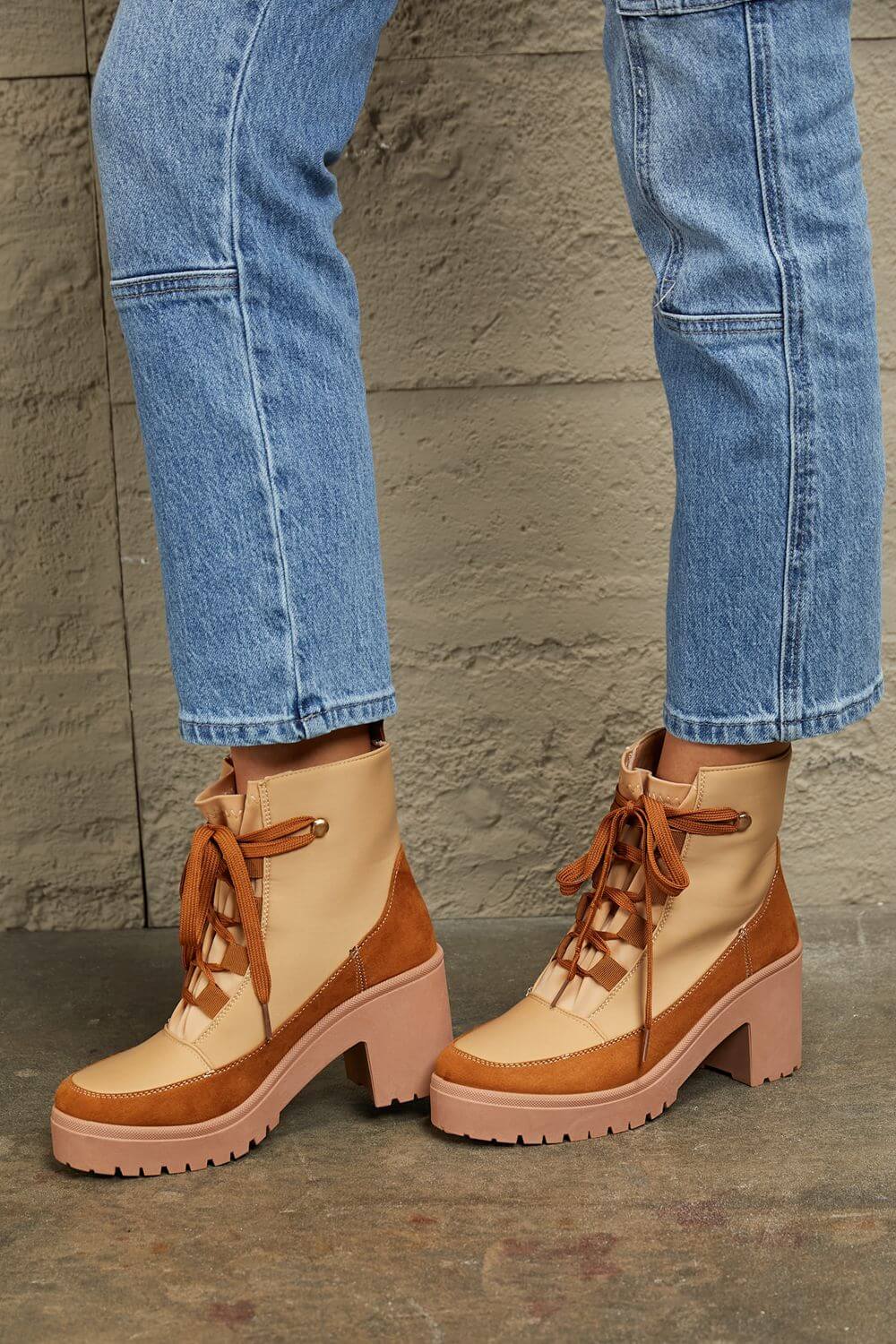 East Lion Corp Lace Up Lug Booties