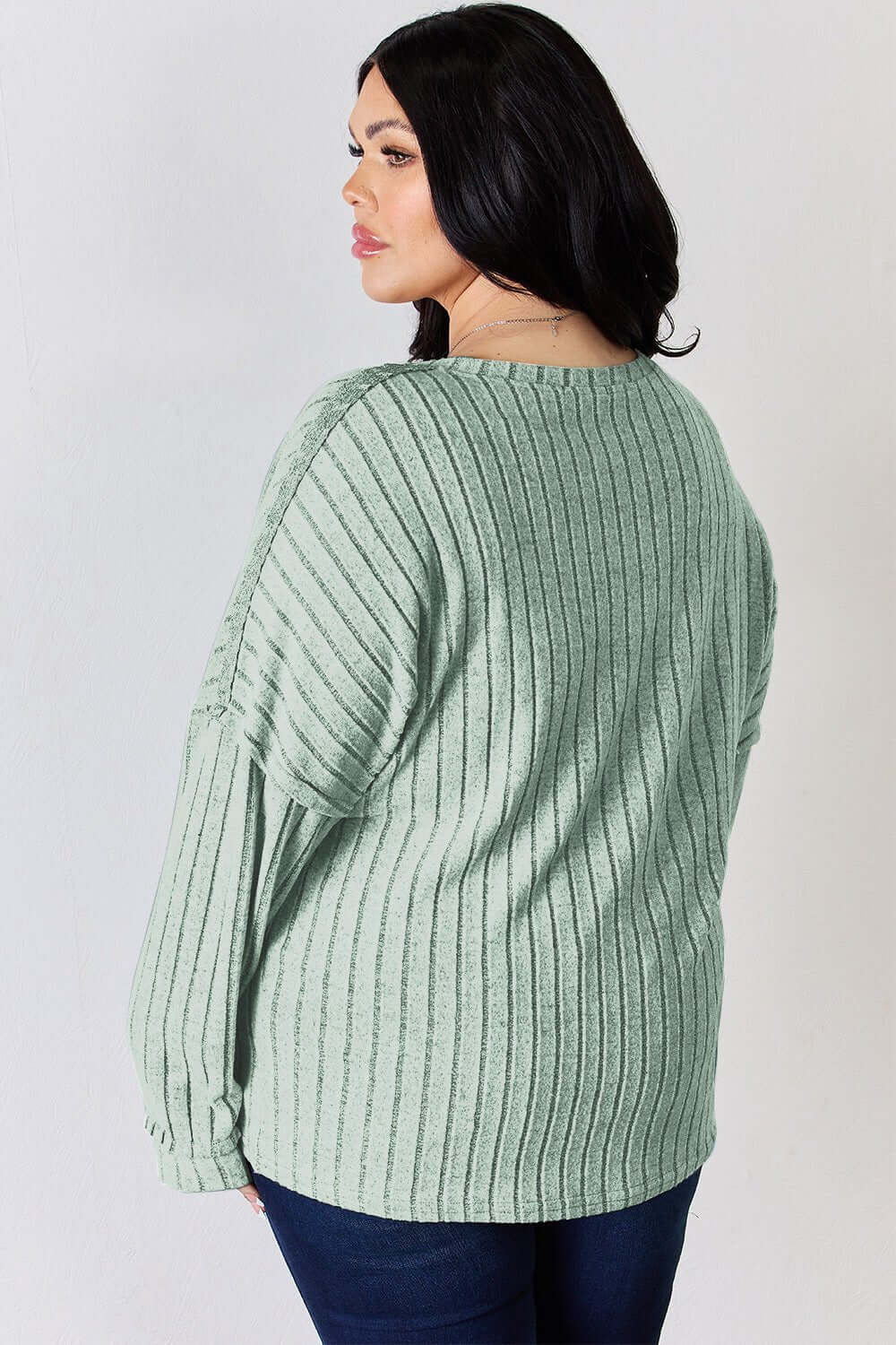 Basic Bae Ribbed Half Button Long Sleeve T for Style