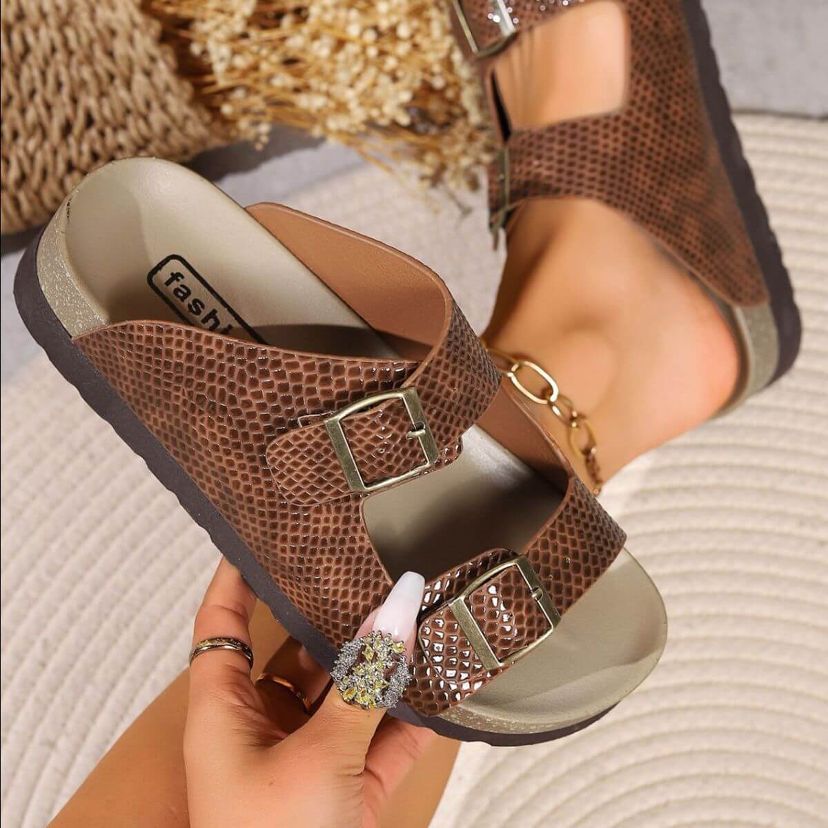 PU Leather Buckle Sandals