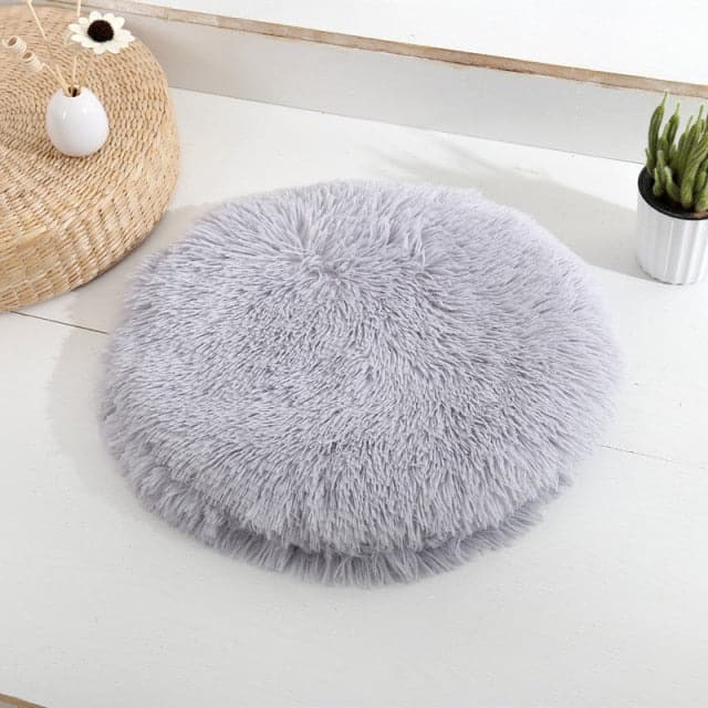 Round Dog Bed Light Gray Diameter 60 cm