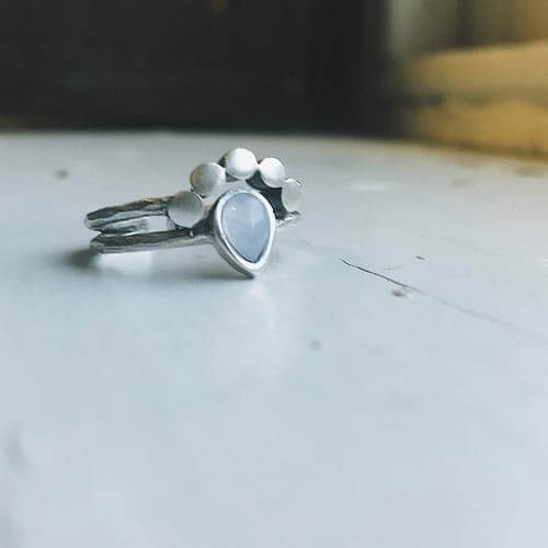 Moondrop Moonstone Ring Silver Tone