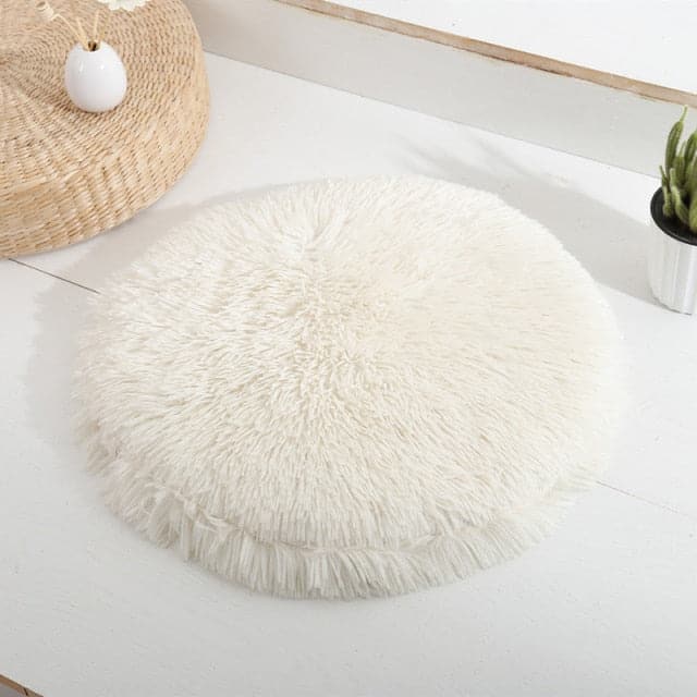 Round Dog Bed White Diameter 60 cm