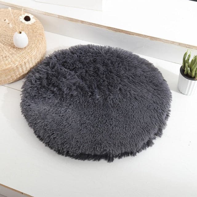 Round Dog Bed Dark Gray Diameter 60 cm