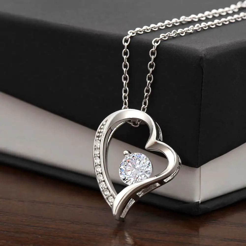 Forever Love Necklace Silver Standard Box 14k White Gold Finish