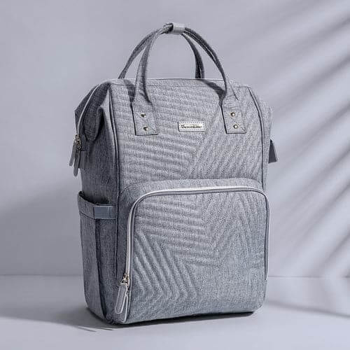 Quilted Diaper Baby Backpack Gray