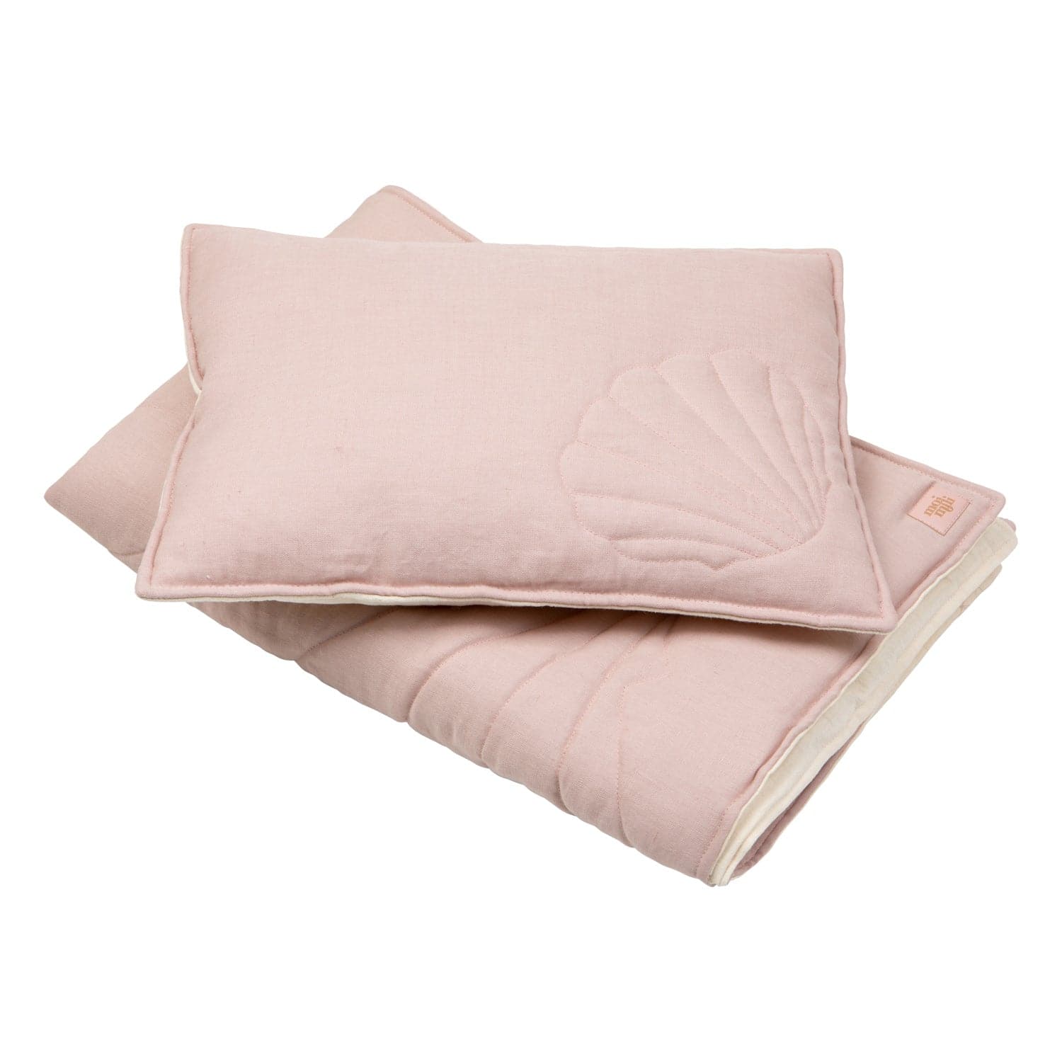 Linen shell child cover set "Powder pink"