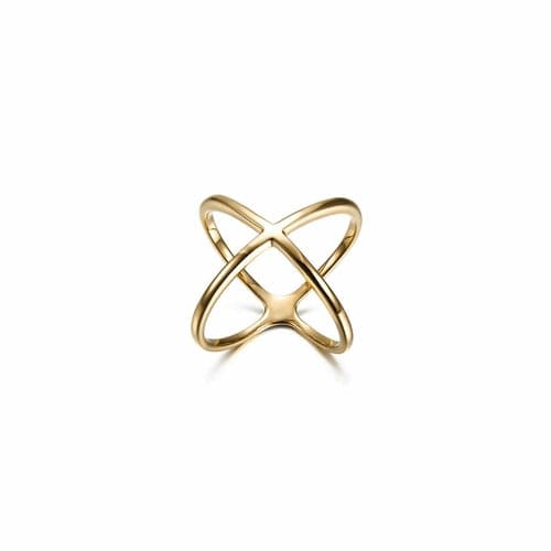 Gold Skinny Crisscross Band Ring 10