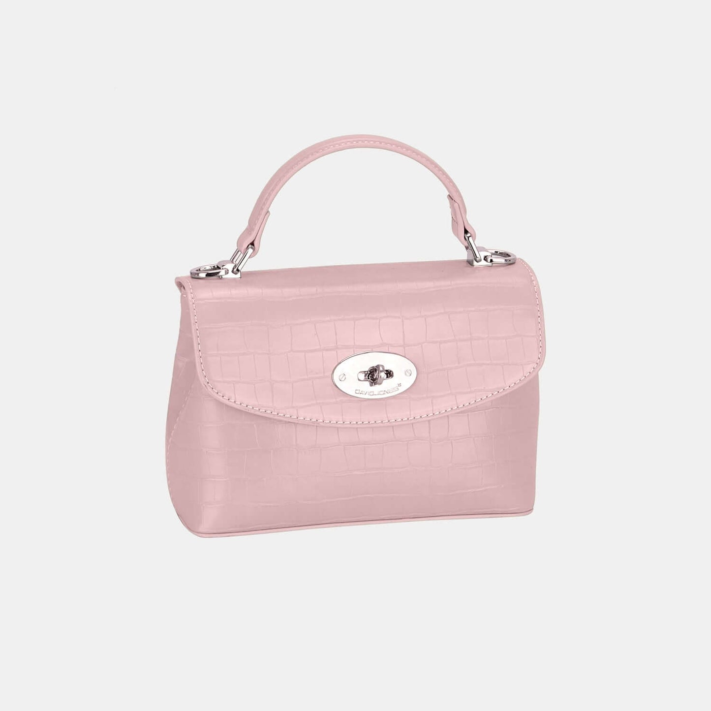 Stylish David Jones Texture PU Leather Handbag - Ferris Deals Pink One Size