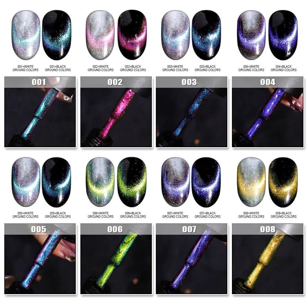 8-Color Cat Eye Gel Nail Polish Set with Magnetic Wand