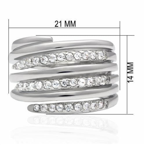 LO2075 - Rhodium Brass Ring with AAA Grade CZ in Clear