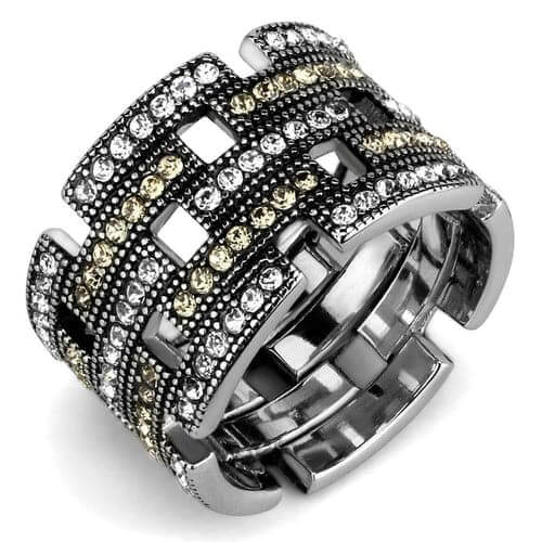 TK2987 - High polished (no plating) Stainless Steel Ring with Top 6